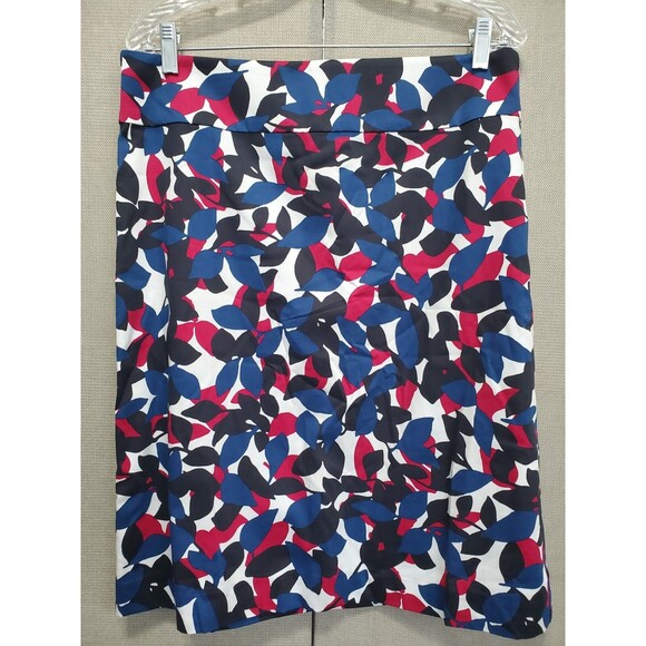Talbots Cotton Blend Leaf Print Lined Knee-Length Back-Zip Skirt Size 12 - Picture 1 of 5